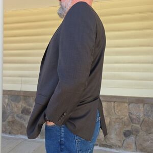 LRL Ralph Lauren Classic Charcoal Brown 100% Wool Blazer Jacket 44R